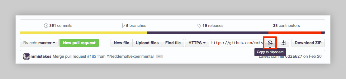 copy GitHub repo URL